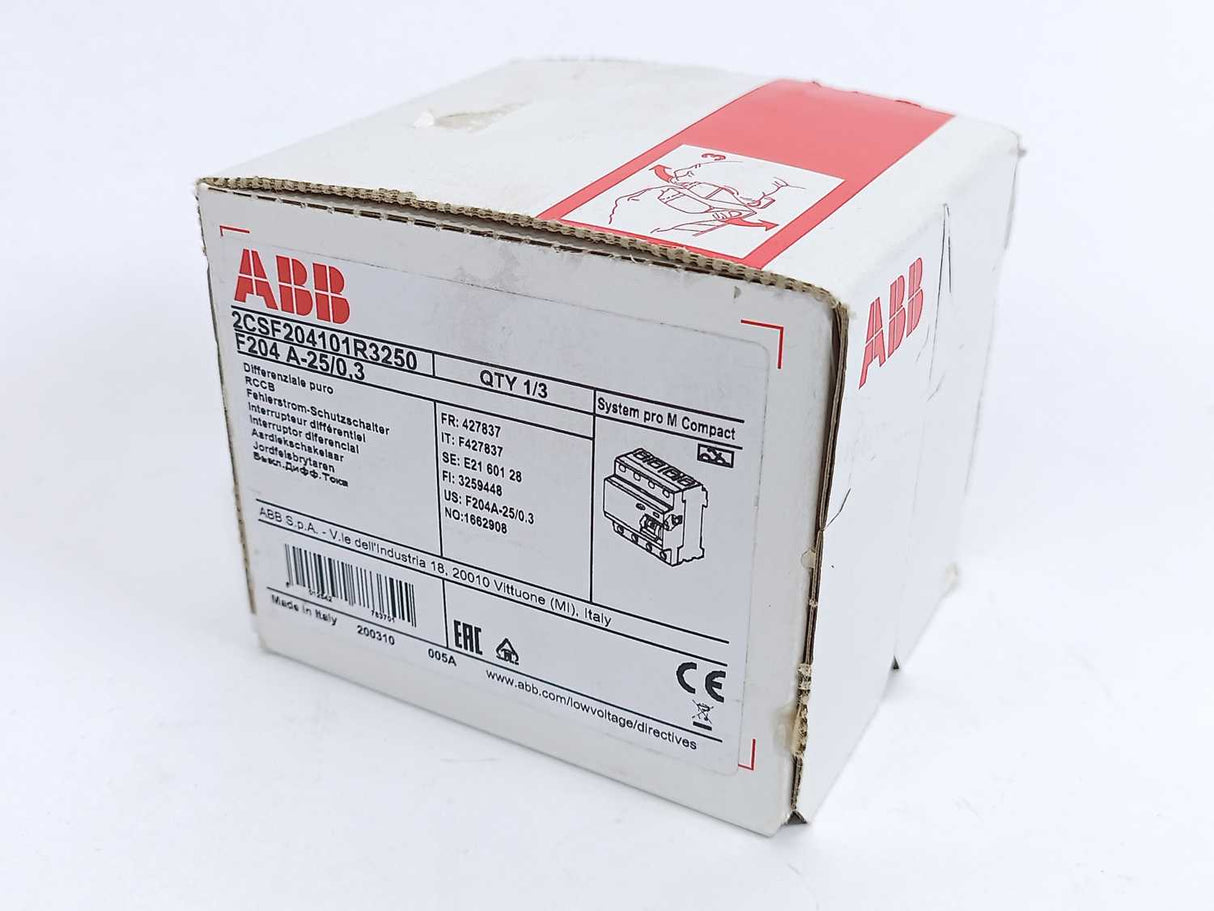 ABB 2CSF204101R3250 F204 A-25/0.3 Residual Current Circuit Breaker