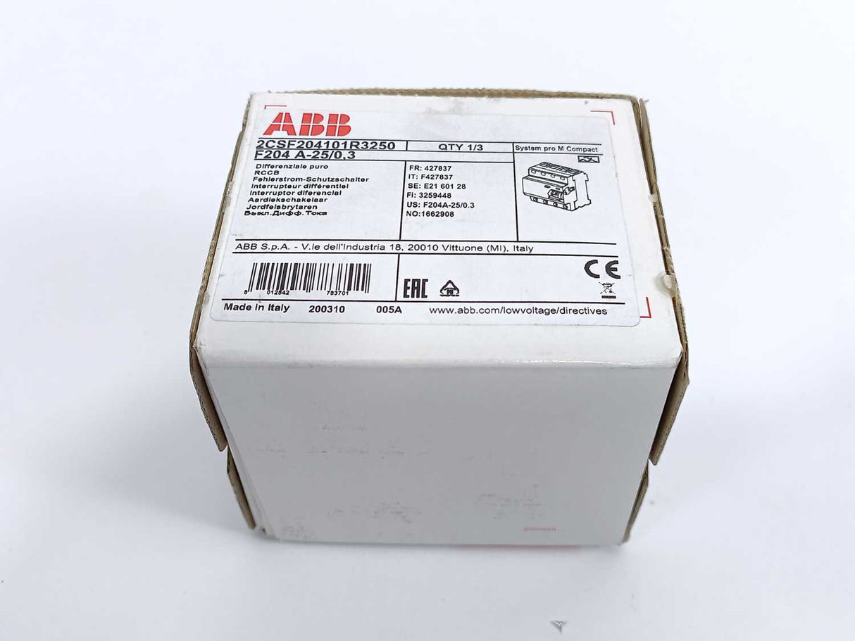 ABB 2CSF204101R3250 F204 A-25/0.3 Residual Current Circuit Breaker