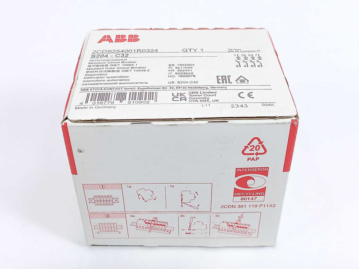 ABB 2CDS254001R0324 S204-C32 Miniature Circuit Breaker