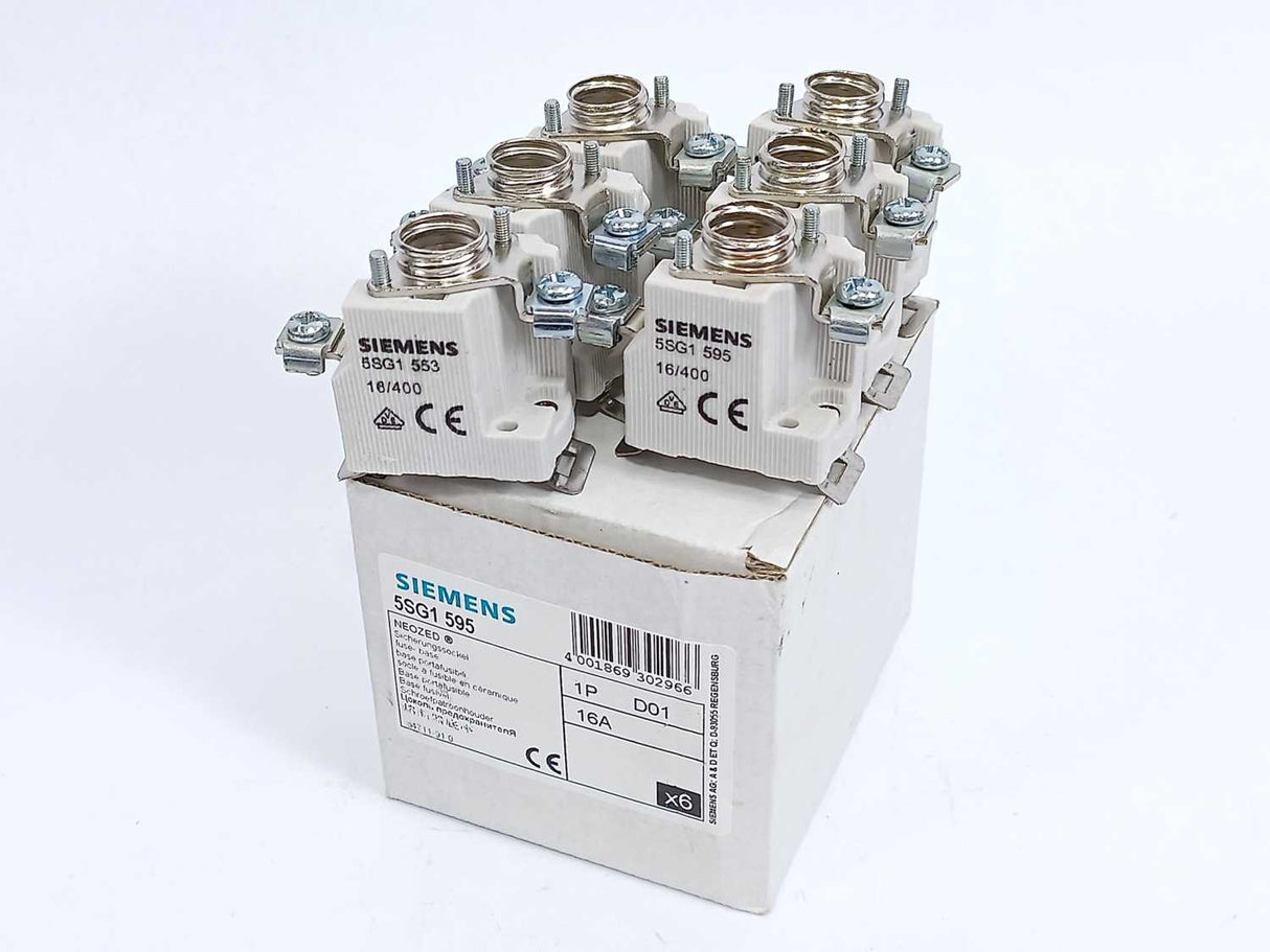 Siemens 5SG1 595 553 Single-Pole NEOZED Fuse Base. Batch of 6 pcs.