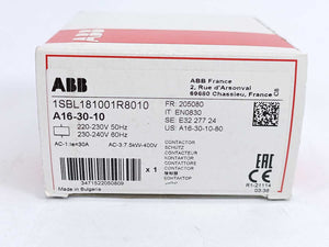 ABB 1SBL181001R8010 A16-30-10 Contactor, 17 A, DIN Rail, 690 VAC