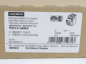 Siemens 3RV2411-1FA10 3.5-5A 3RV2 Motor Protection Circuit Breaker