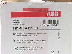 ABB 1SDA054955R1 RC222/5 T5 4p F Residual Current Release w/ Accessories