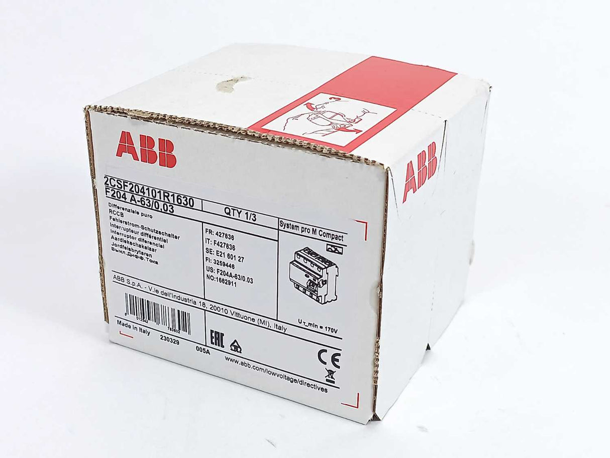 ABB 2CSF204101R1630 F204 A-63/0.03 Residual Current Circuit Breaker