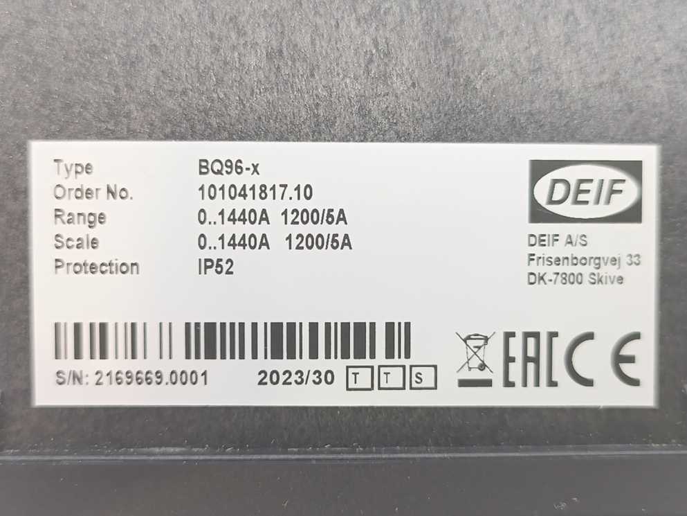 Deif BQ96-x Ampermeter 0-1440A