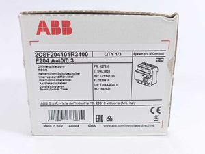 ABB 2CSF204101R3400 F204 A-40/0.3 Residual Current Circuit Breaker 4P 300mA 40A