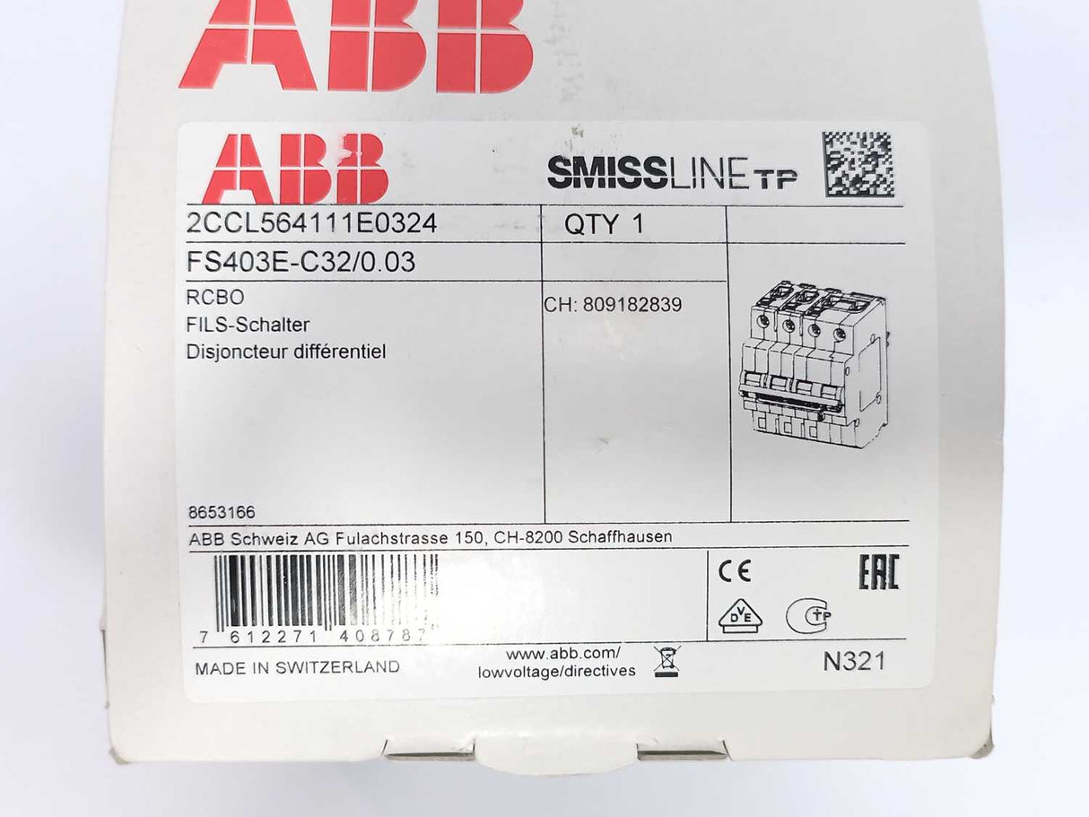 ABB 2CCL564111E0324 FS403E-C32/0.03 Residual Current Circuit Breaker RCBO