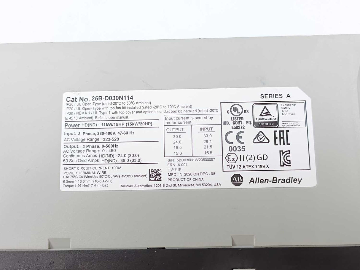 AB 25B-D030N114 PowerFlex 525 15kW (20Hp) AC Drive