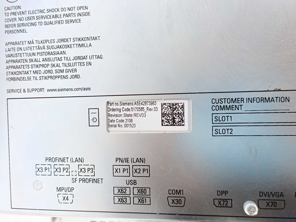 Siemens 6AV7260-0AA20-0CA0 SIMATIC IPC677D, 15" Touch Panel PC A5E31896115