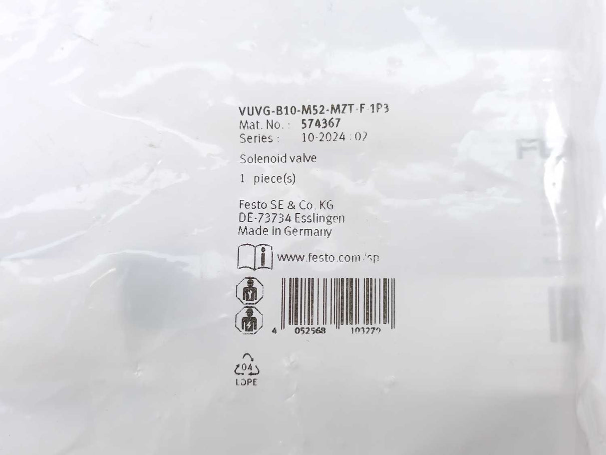 Festo 574367 VUVG-B10-M52-MZT-F-1P3 Solenoid Valve