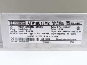 TELEMECANIQUE ATV18U18M2 Adjustable Speed Drive 0.75kW/1HP