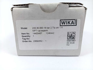 WIKA 14433437 233.30.063 Pressure Gauge 16 bar 2.Tlg psi 1/4