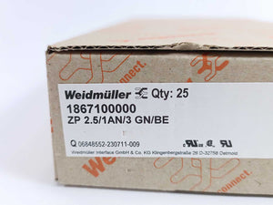 Weidmüller 1867100000 Z-series, Plug-in connector ZP 2.5/1AN/3 GN/BE 25 Pcs.