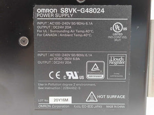 OMRON S8VK-G48024 Book Type Power Supply, AC100-240V, 50/60Hz, 6.1A, DC90-350V