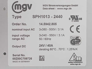 MGV 14.5942.805 SPH1013-2440 3-Phase DIN-Rail Power Supply, 3x380-500V/3.1A