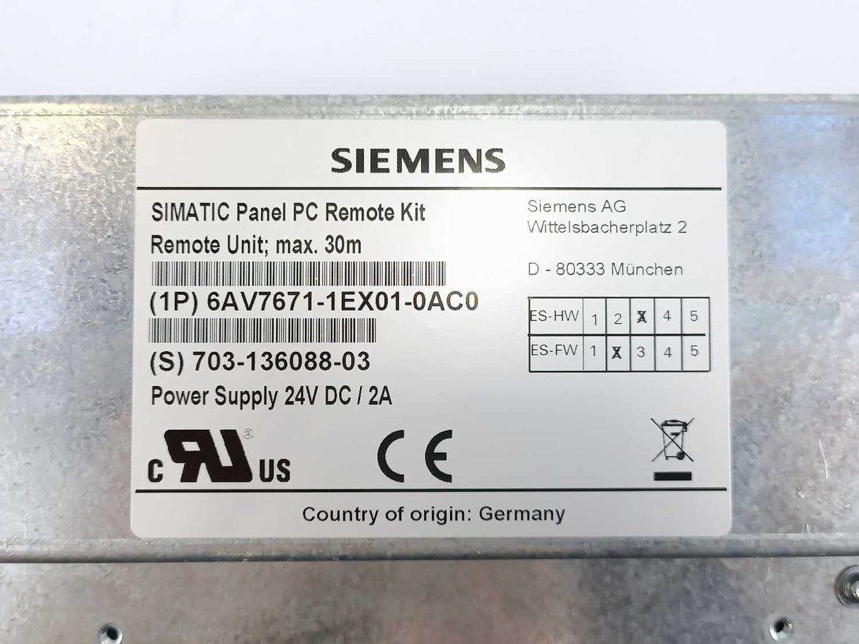 Siemens 6AV7671-1EX01-0AC0 SIMATIC Panel PC Remote Kit