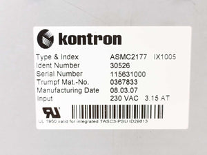 Kontron / Trumpf ASMC2177 Controller Rack, 30526, 0367833, W:m 193077C8-91