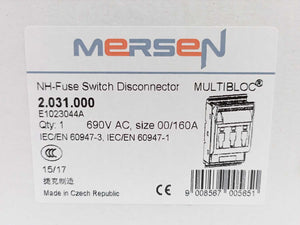 MERSEN 2.031.000 Fuse Switch Disconnectors, 690VAC, 00/160A