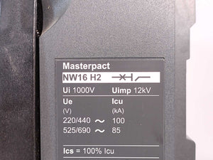Schneider Electric NW16H2 Circuit Breaker Masterpact, NW16H23PMDO5.0A, not used