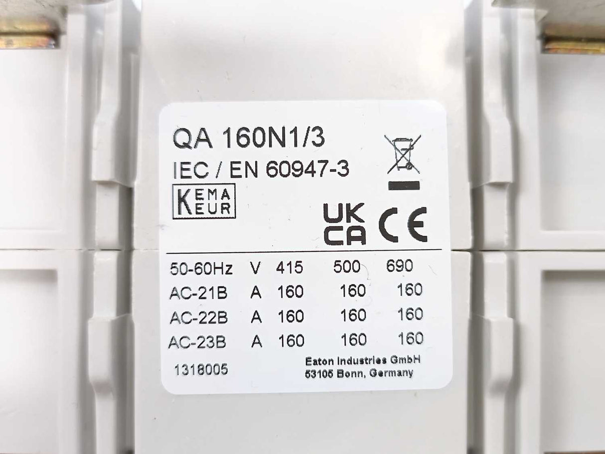 Kema-Keur / Eaton QA 160N1/3 Circuit Breaker, 1318005