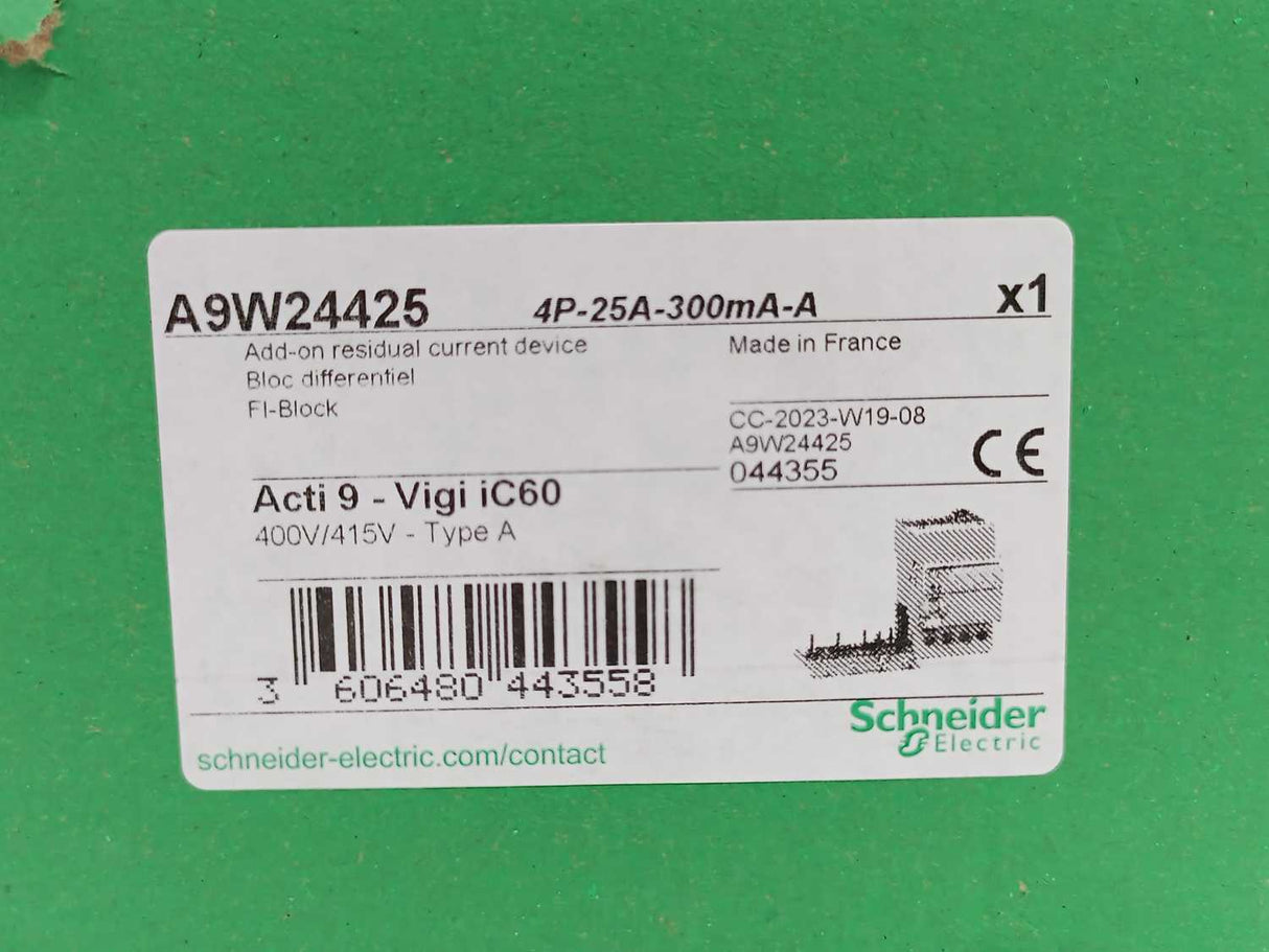 Schneider Electric A9W24425 Acti9 Vigi iC60 Add-on Residual Current Device