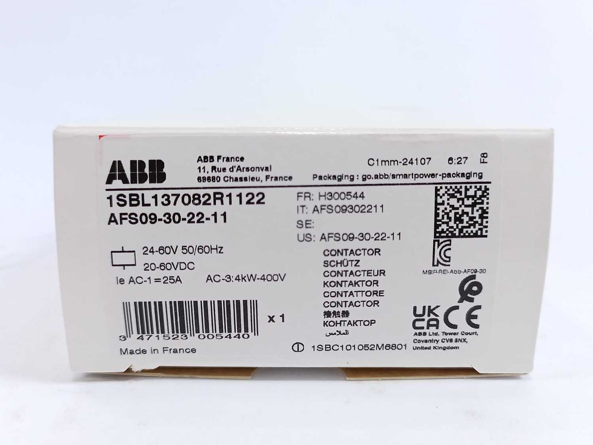 ABB 1SBL137082R1122 AFS09-30-22-11 3-Pole Safety coil 24-60VAC 20-60VDC
