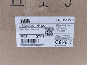 ABB 1SCA022727R4270 Load Break Switch OT315E22P