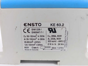 Ensto KE63.2 Universal Terminals, Cu 35-150mm2 In 320A, 35-95mm=20Nm 9 Pcs.