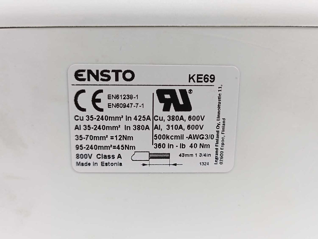 Ensto KE69 Feed-through Terminal 35-240mm²