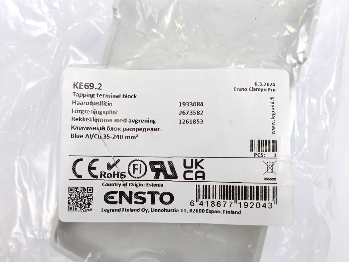 Ensto KE69.2 Tapping Terminal Block 35-240mm²
