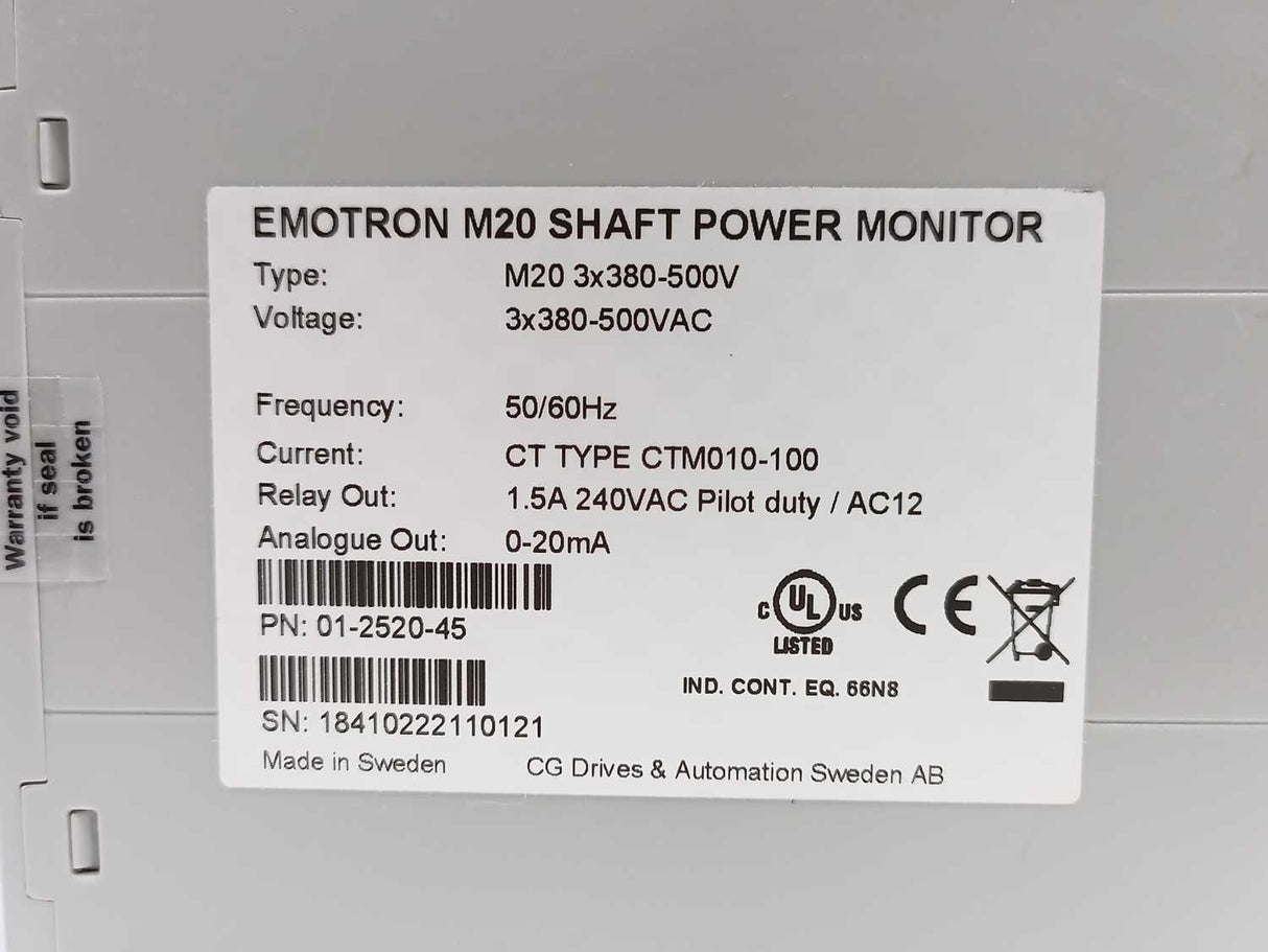 CG Drives & Automation 01-2520-45 Emotron M20 3x380-500V Shaft Power Monitor