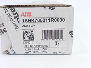 TE Connectivity 1SNK705011R0000 DIN Rail Terminal Blocks 50 Pcs.