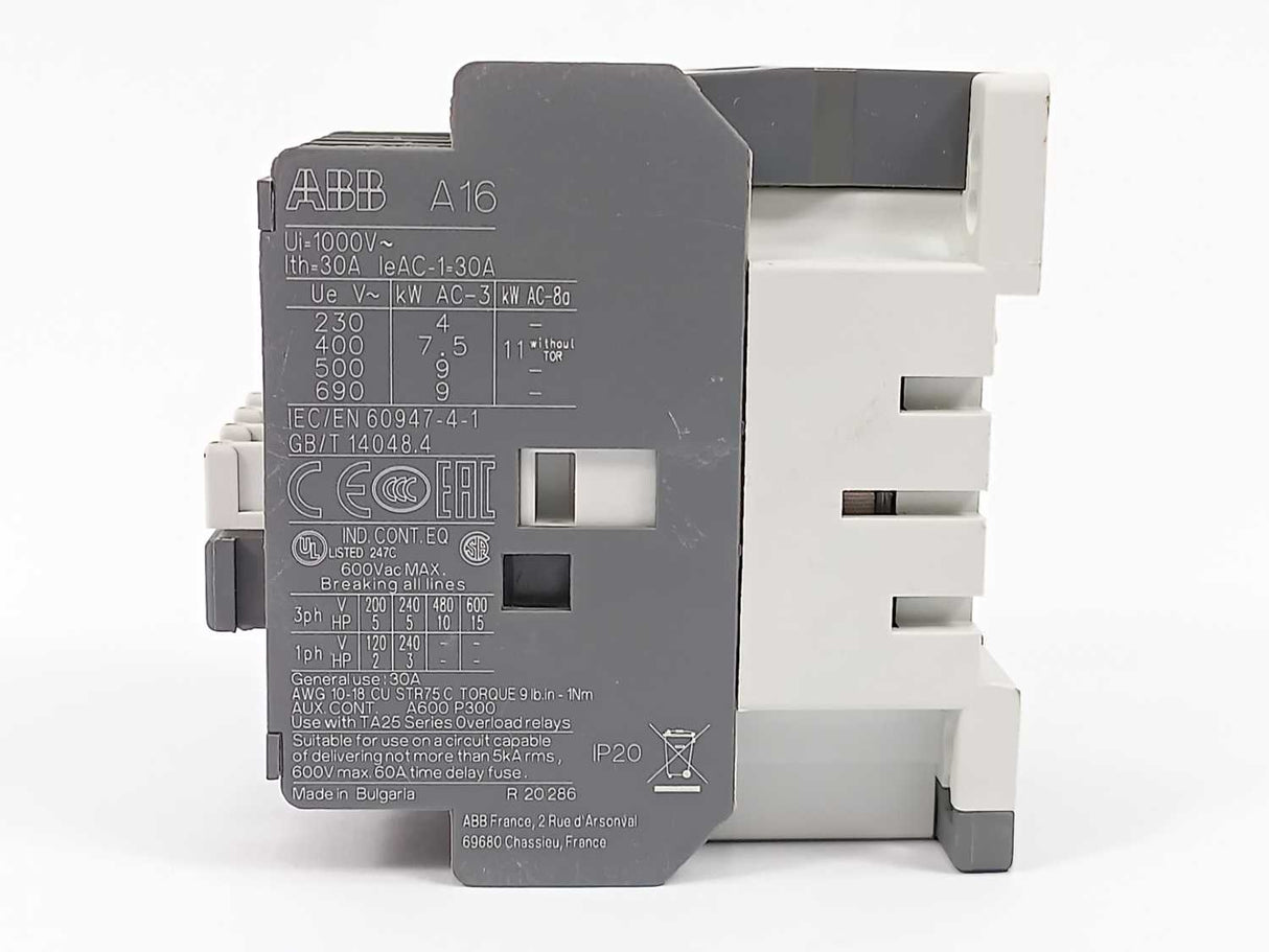 ABB 1SBL181001R8010 A16-30-10 Contactor, Coil R80 220-240V AC