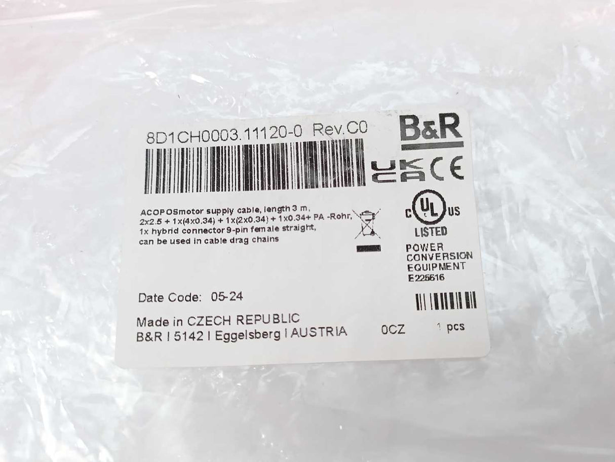 B&R 8D1CH0003.11120-0 ACOPOSmotor Compact Power Supply Cable