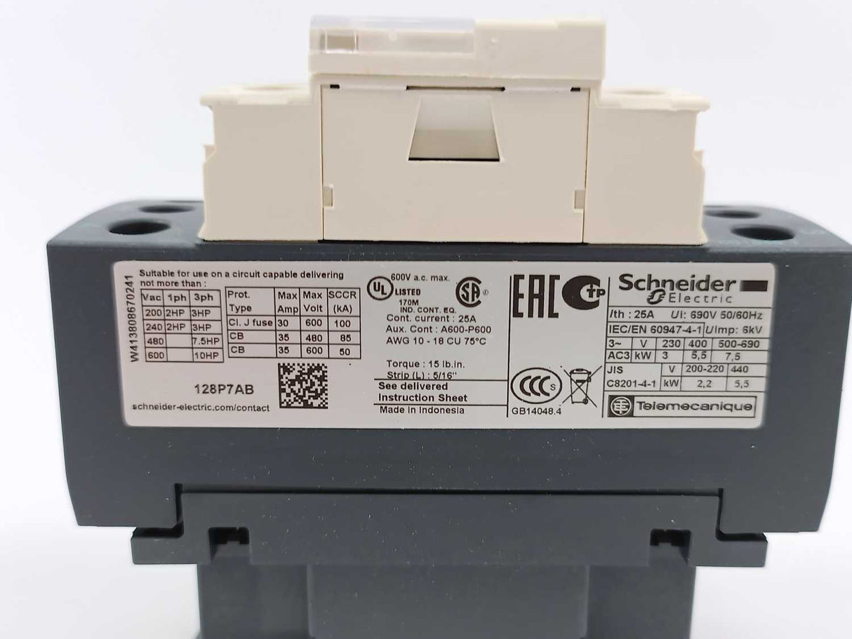 Schneider Electric LC1D128P7 TeSys D Contactor