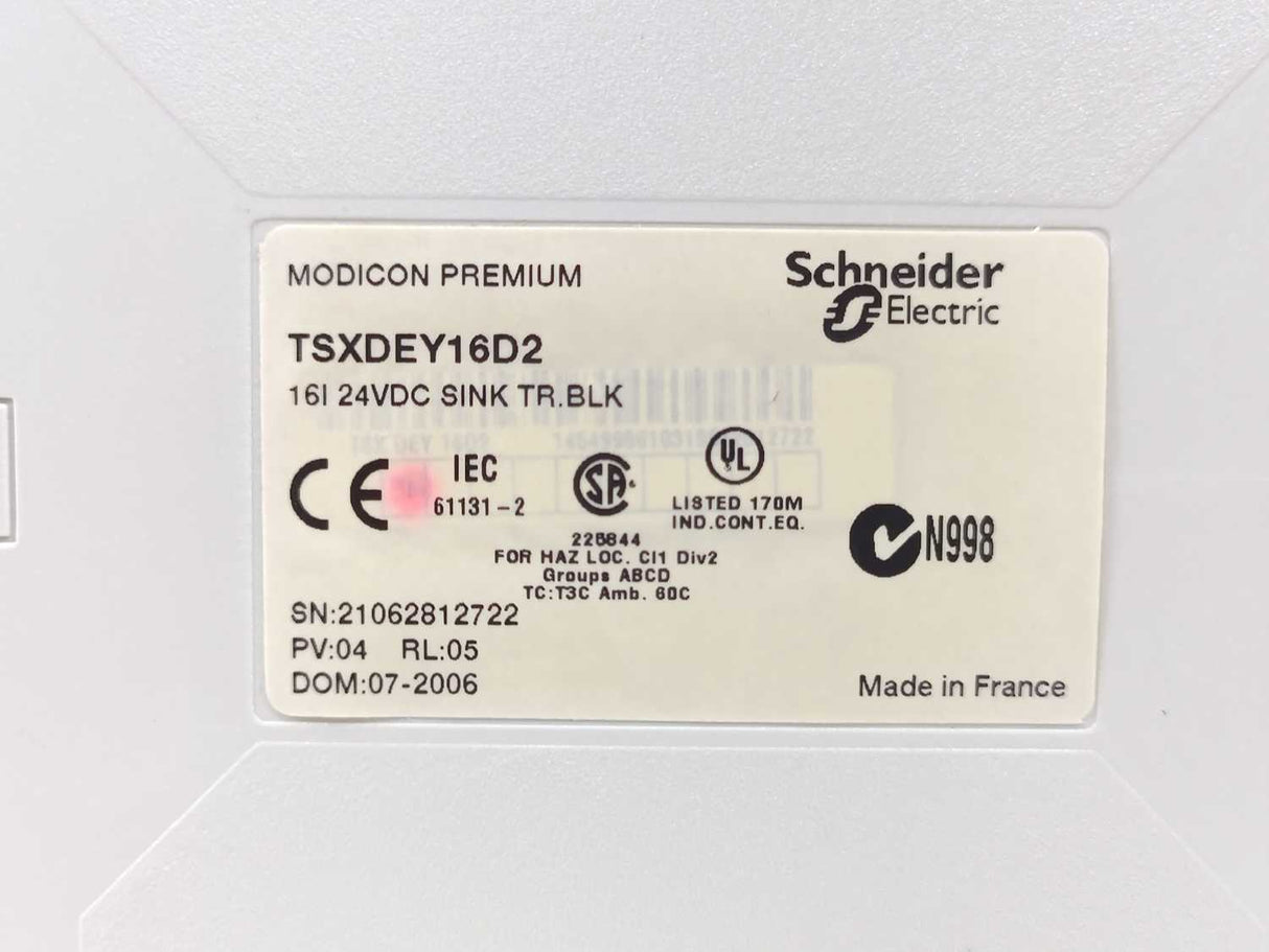 Schneider Electric TSXDEY16D2 Modicon Premium w/ TSXBLY01 Terminal Block