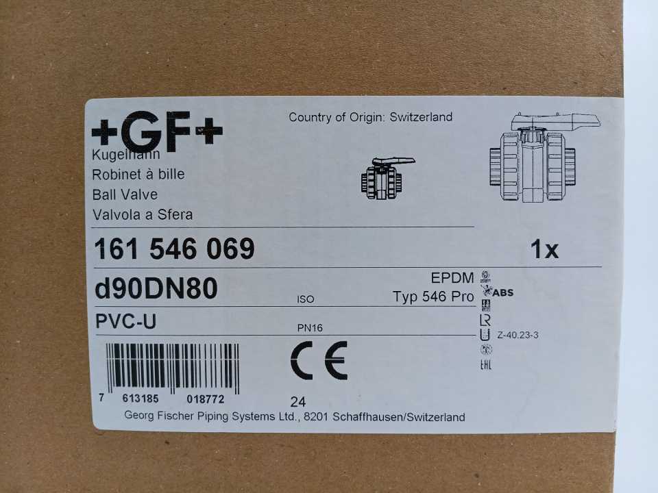 +GF+ 161546069 PVC-U/EPDM Ball Valve New Pro Version D90DN80