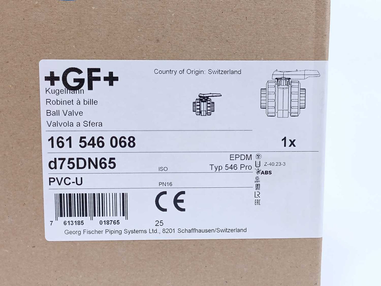 +GF+ 161546068 PVC-U/EPDM Ball Valve New Pro Version D75DN65