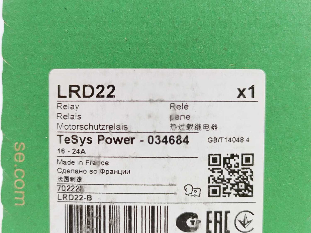 TELEMECANIQUE LRD22 Telemecani  034684, Motor protection relay