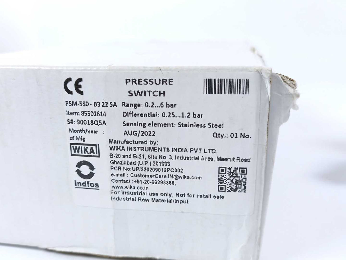 WIKA 85501614 Pressure Switch PSM-550-B3 22 SA 0.2 ... 6 BAR