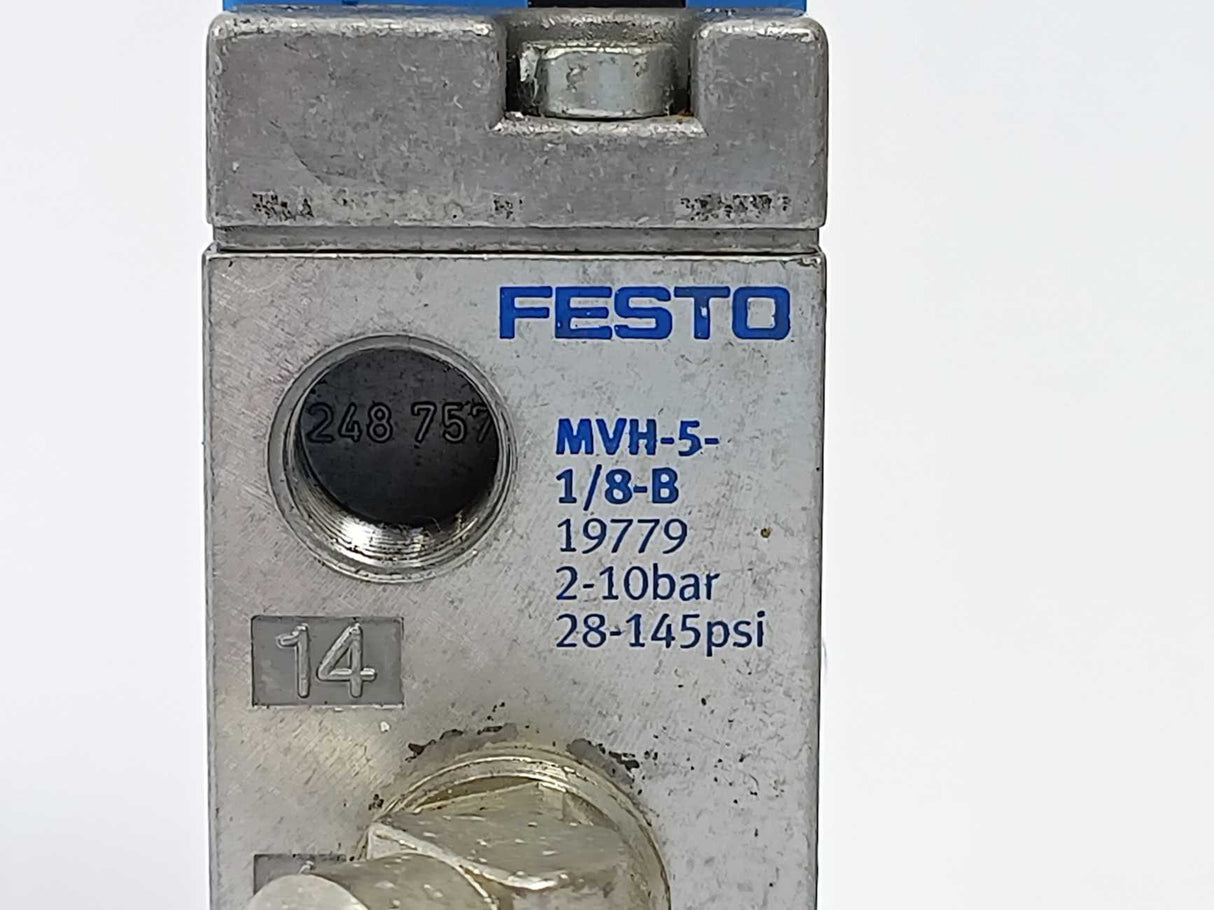 Festo 19779 MVH-5-1/8 B, Solenoid valve 2-10bar w/ 119807 MSV-3