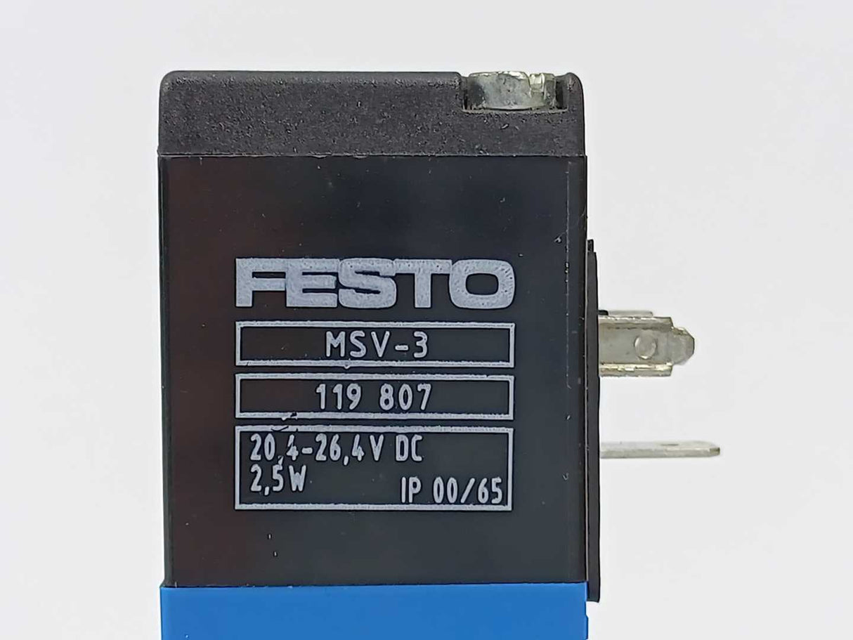 Festo 19779 MVH-5-1/8 B, Solenoid valve 2-10bar w/ 119807 MSV-3