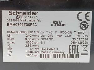 Schneider Electric BMH0701T06F2A Lexium BMH 3-phase Servo Motor 0.684 kW