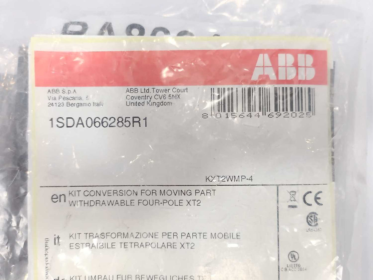 ABB 1SDA066285R1 KXT2WMP-4 Kit Conversion for Four-Pole XT2