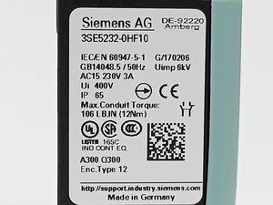 Siemens 3SE5232-0HF10 SIRIUS Roller Lever Limit Switch Ui400V