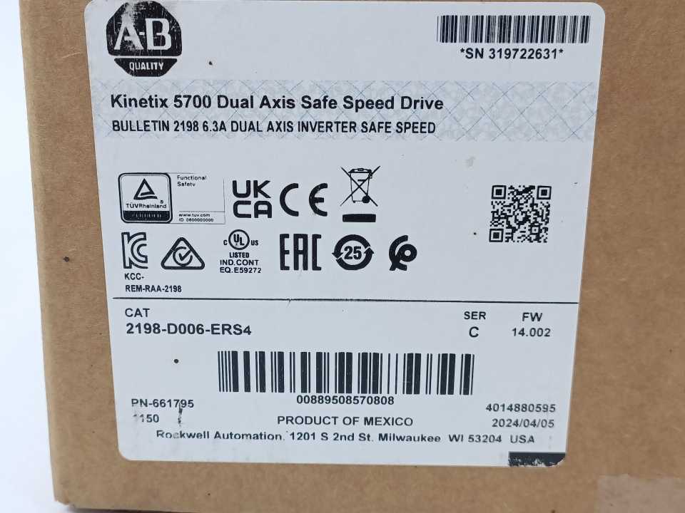 AB 2198-D006-ERS4 Ser. C Kinetix 5700 Dual Axis Safe Speed Drive