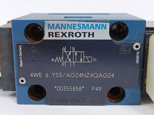 Mannesmann Rexroth 4WE 6 Y53/AG24NZ4QAG24 Hydraulic Control Valve w/ GU35-4-A