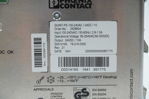 Phoenix Contact 2938604 QUINT-PS-100-240AC/24DC/10 Power Supply