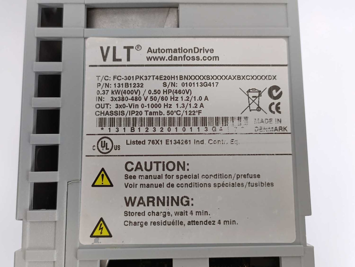 Danfoss FC-301PK37T4E20H1BNXXXXSXXXXAXBXCXXXXDX 131B1232 VLT Frequency Inverter