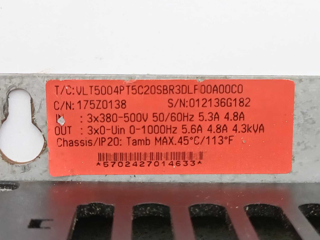 Danfoss VLT5004PT5C20SBR3DLF00A00C0 175Z0138 VLT 5000 Frequency Converter 4.3kVa